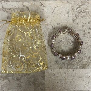 Elegant Purple Beaded Bracelet with Gold Accents